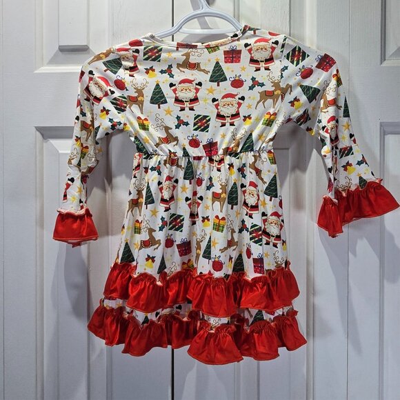 New Toddler Girl Christmas Printed Dress – Size 3T - Picture 2 of 5
